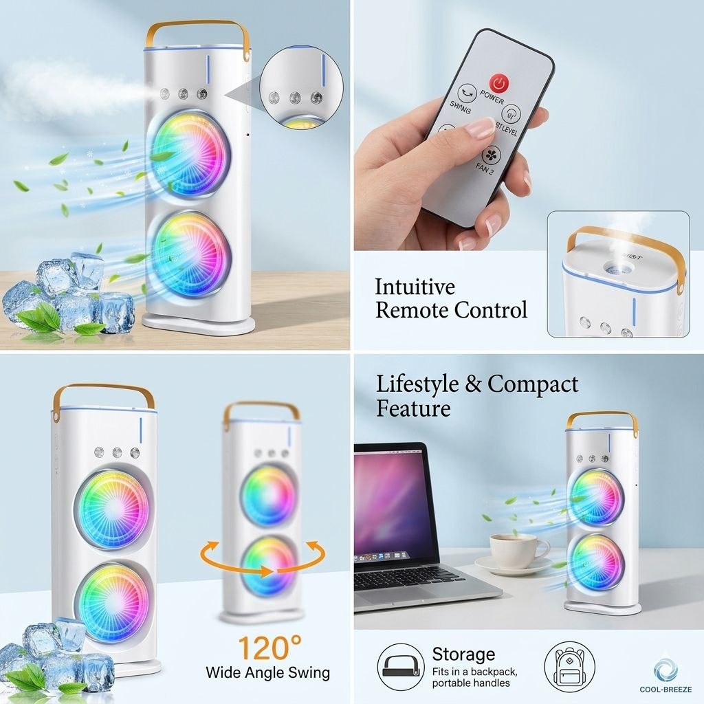 InNay™ Portable Air Cooler with RGB LED Lights