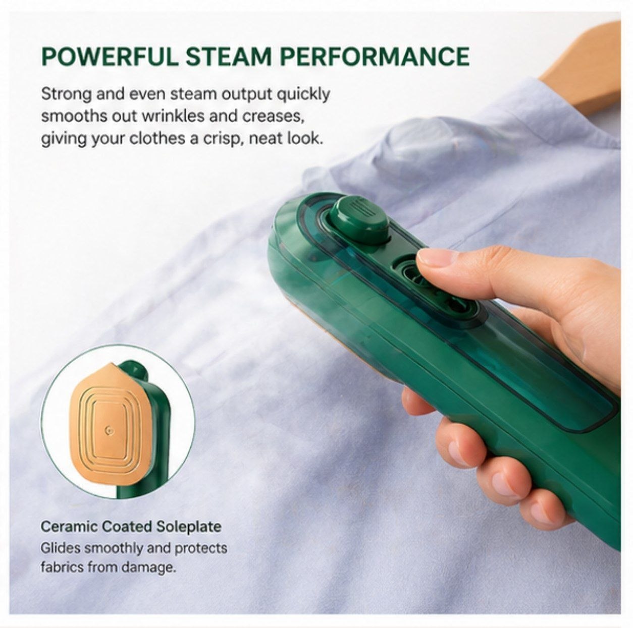 InNay™ Portable Handheld Steamer – Green & Gold