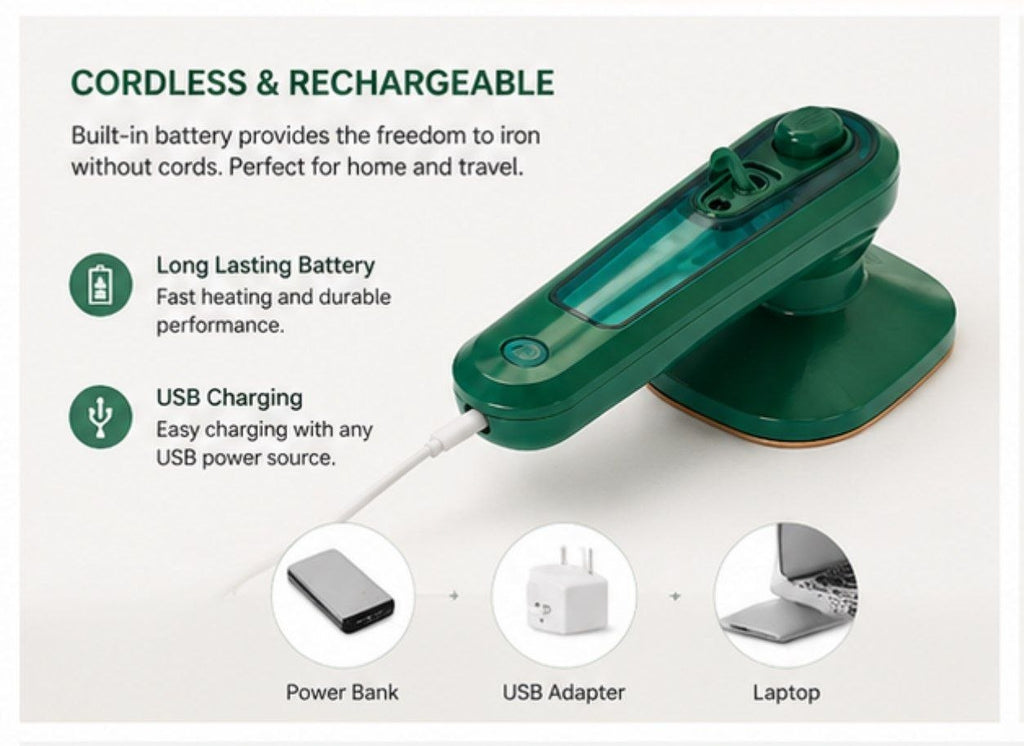 InNay™ Portable Handheld Steamer – Green & Gold